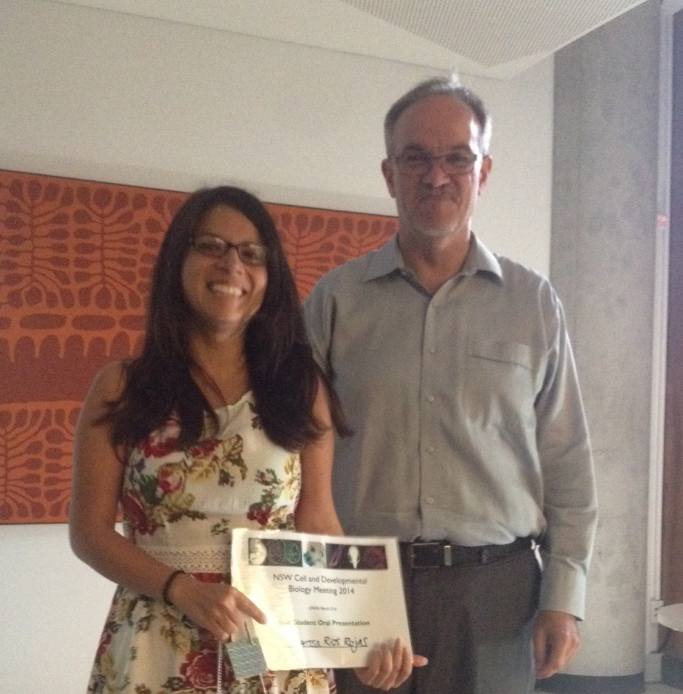 Clarissa Rios-Rojas (UQ) winner of the student speaker with Prof Nicholas Hawkins (HoS School of MEDICAL SCIENCES, UNSW)