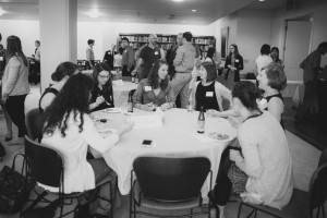Students and invited guests mingle at the Early Career Transitions Symposium at Washington University in St. Louis the evening of June 3, 2015.