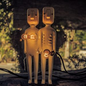 Male and female light sculptures