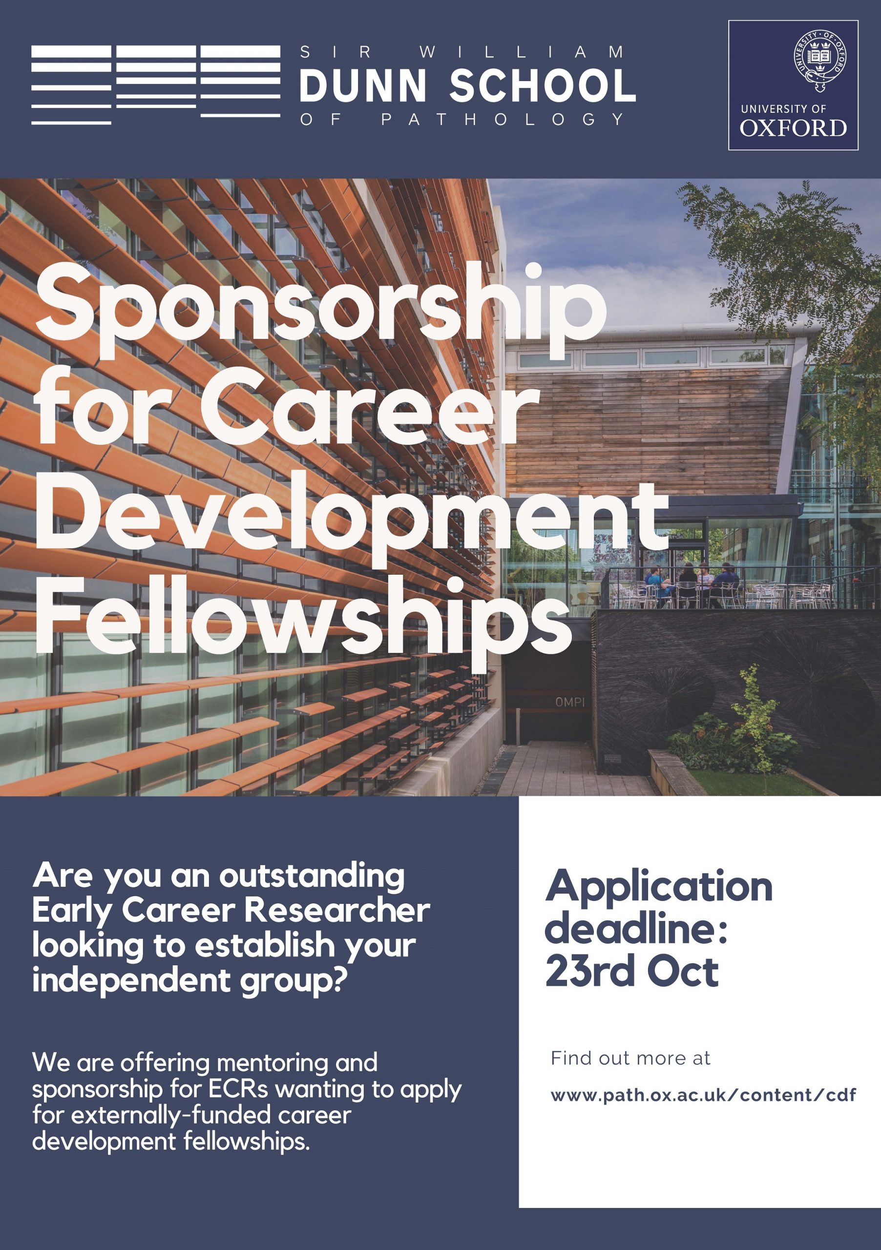 Poster advertising Dunn School's career development fellowships