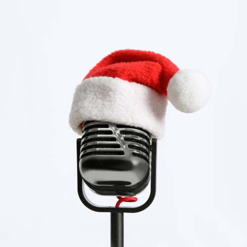 Microphone with Santa hat