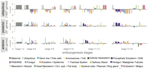 A chart showing many details about comparison of embry and oocyte gene expression. 